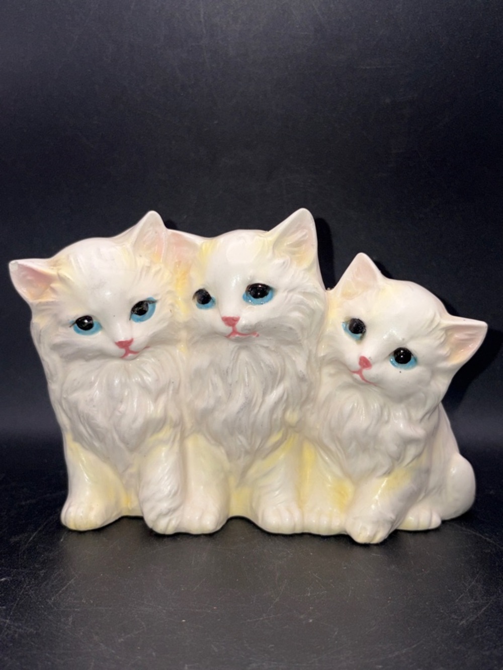 Napcoware Vintage Napco Three White Kittens Ceramic Kitty Cat Planter Vase Decor